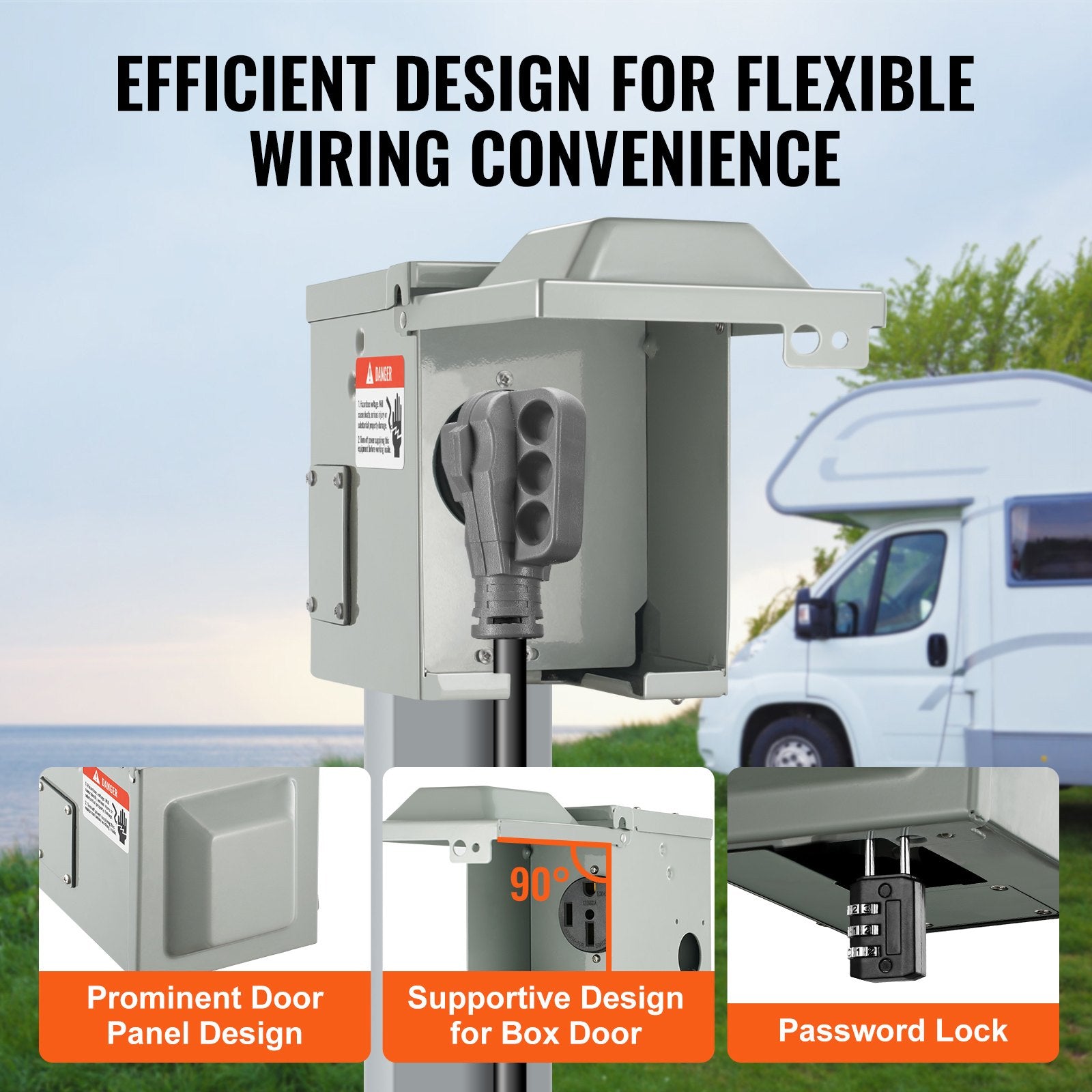50 Amp RV Power Outlet Box - NEMA 14-50R Weatherproof Electrical Panel
