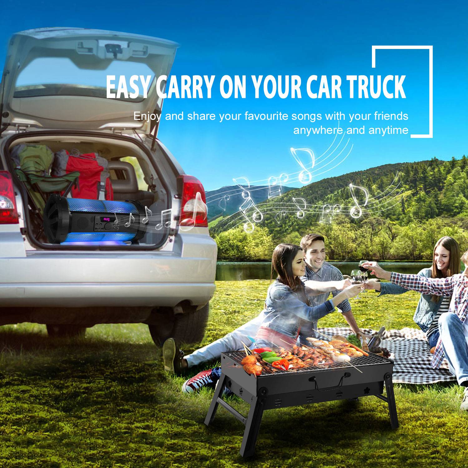 Portable BBQ Grill Foldable Charcoal Grill Camping Garden Outdoor Travel