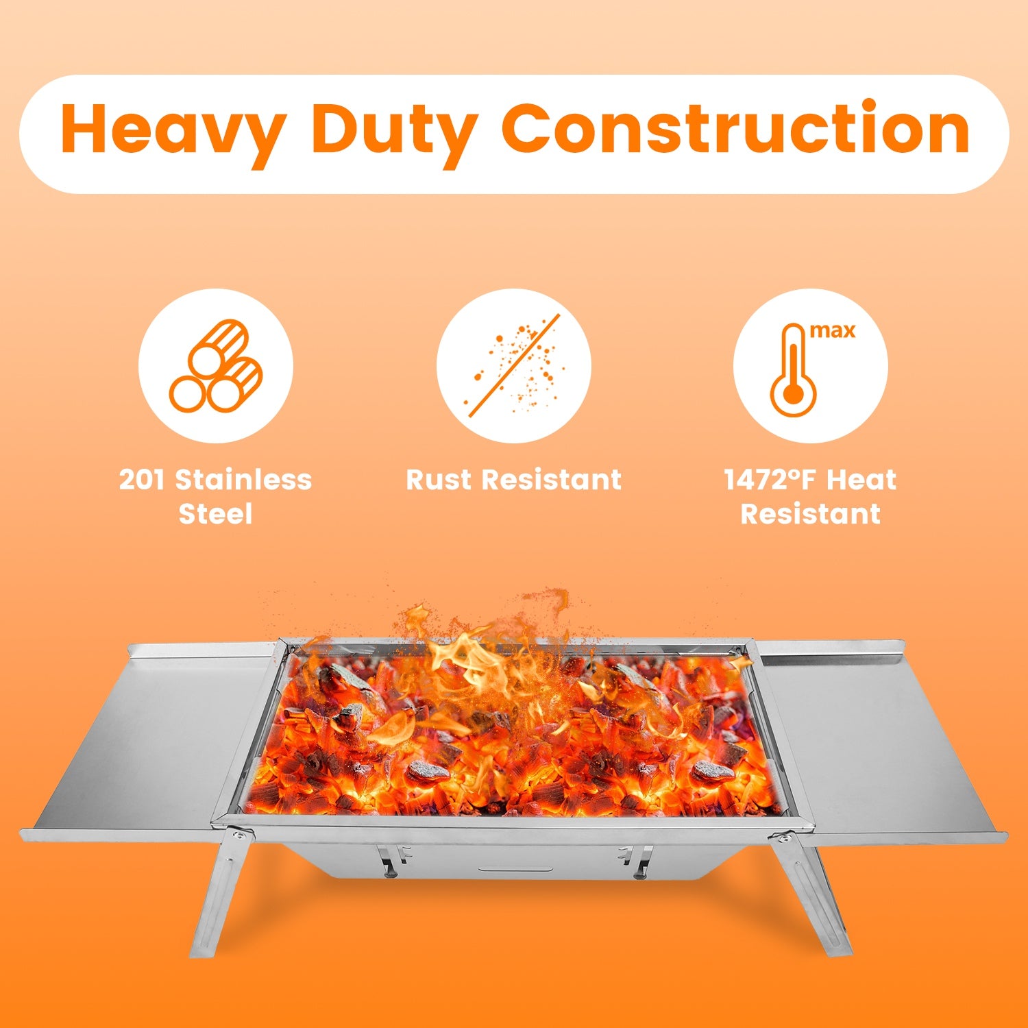 1 Set 3 In 1 Foldable Charcoal Grill Fire Pit Slow Cooker 2-3 People Portable Camping Grill Stainless Steel BBQ Grill For Camping Tailgating Yard