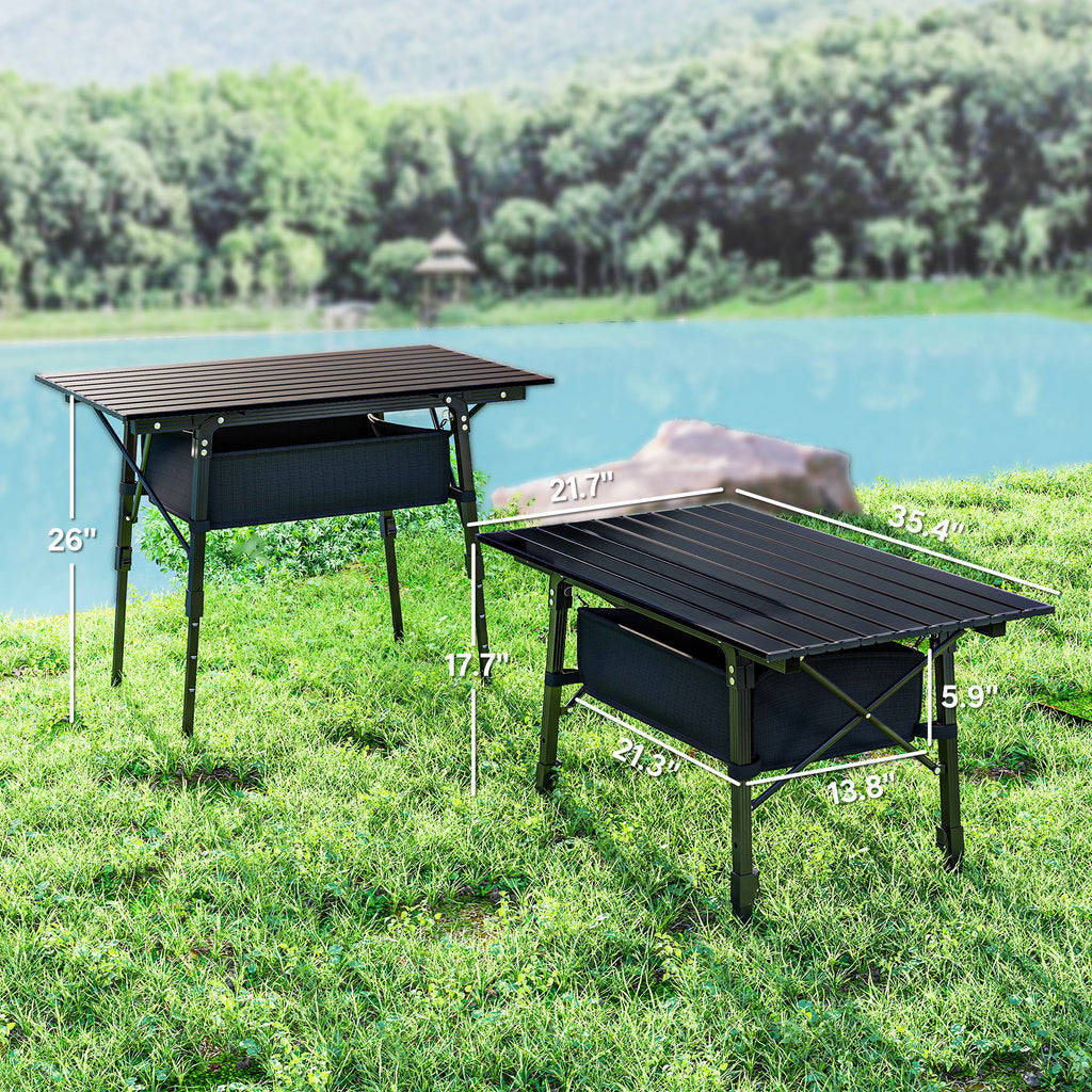 3ft Aluminum Small Folding Table, Portable Camping Table with Storage Bag, Carry Bag for Outdoor Picnic BBQ, Black