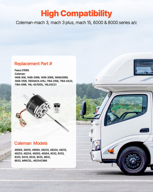 1/3HP RV AC Fan Motor AC115V 3A 1675RPM Single Phase With 7.5uf/370V Capacitor