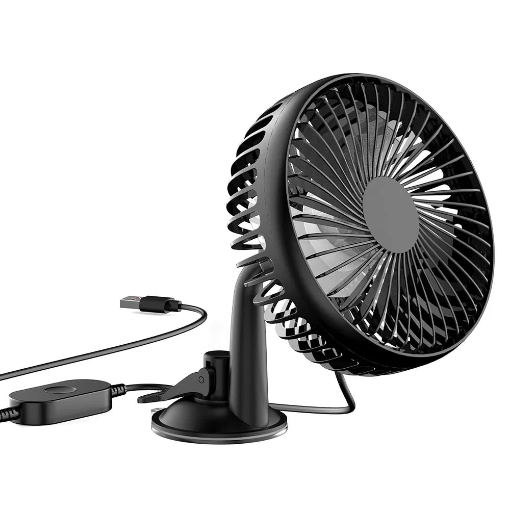 Portable USB Cooling Fan - 3-Speed Rotatable for RV SUV Pickup - Backseat Clip & Dashboard Mount