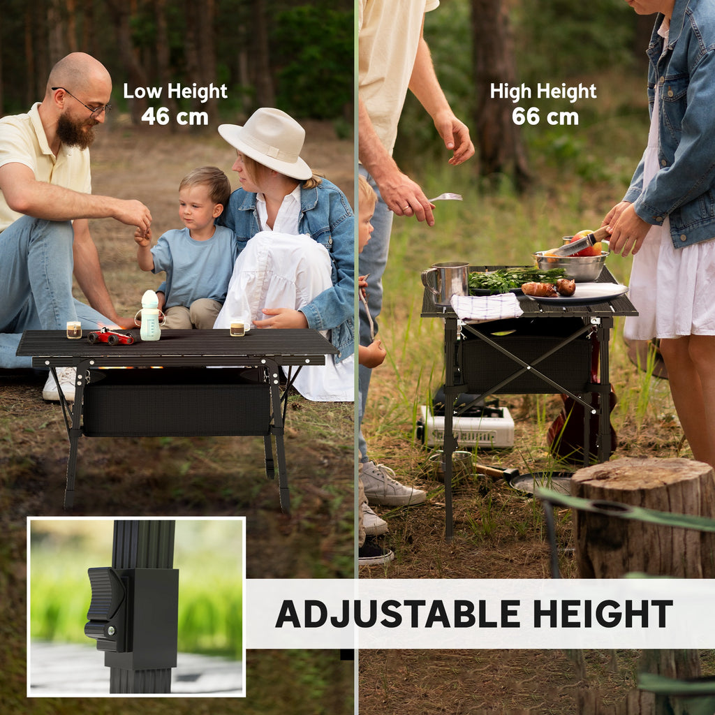 3ft Aluminum Small Folding Table, Portable Camping Table with Storage Bag, Carry Bag for Outdoor Picnic BBQ, Black