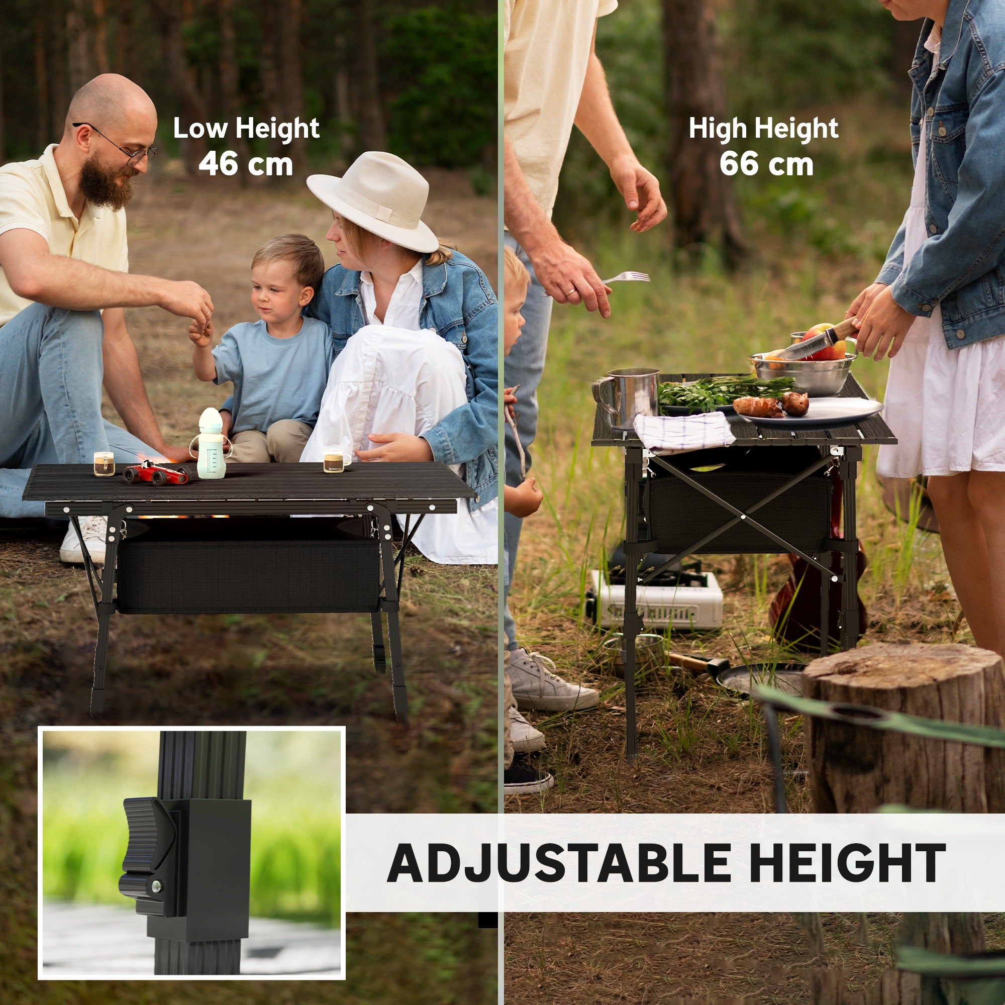 3ft Aluminum Small Folding Table, Portable Camping Table with Storage Bag, Carry Bag for Outdoor Picnic BBQ, Black