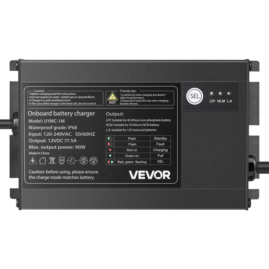 1-Bank 5A 12V Smart Marine Battery Charger - IP68 Waterproof for RV & Boat