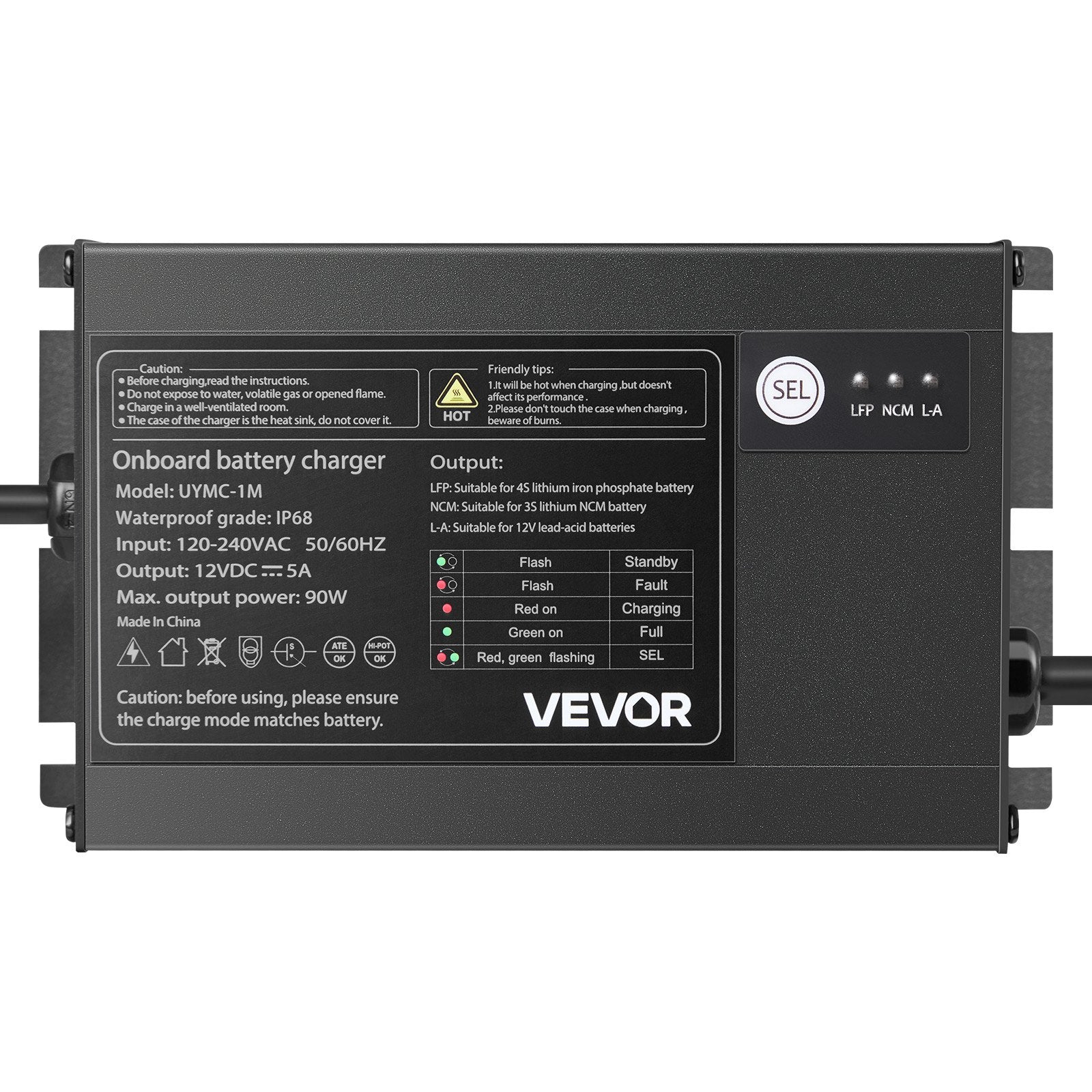 1-Bank 5A 12V Smart Marine Battery Charger - IP68 Waterproof for RV & Boat