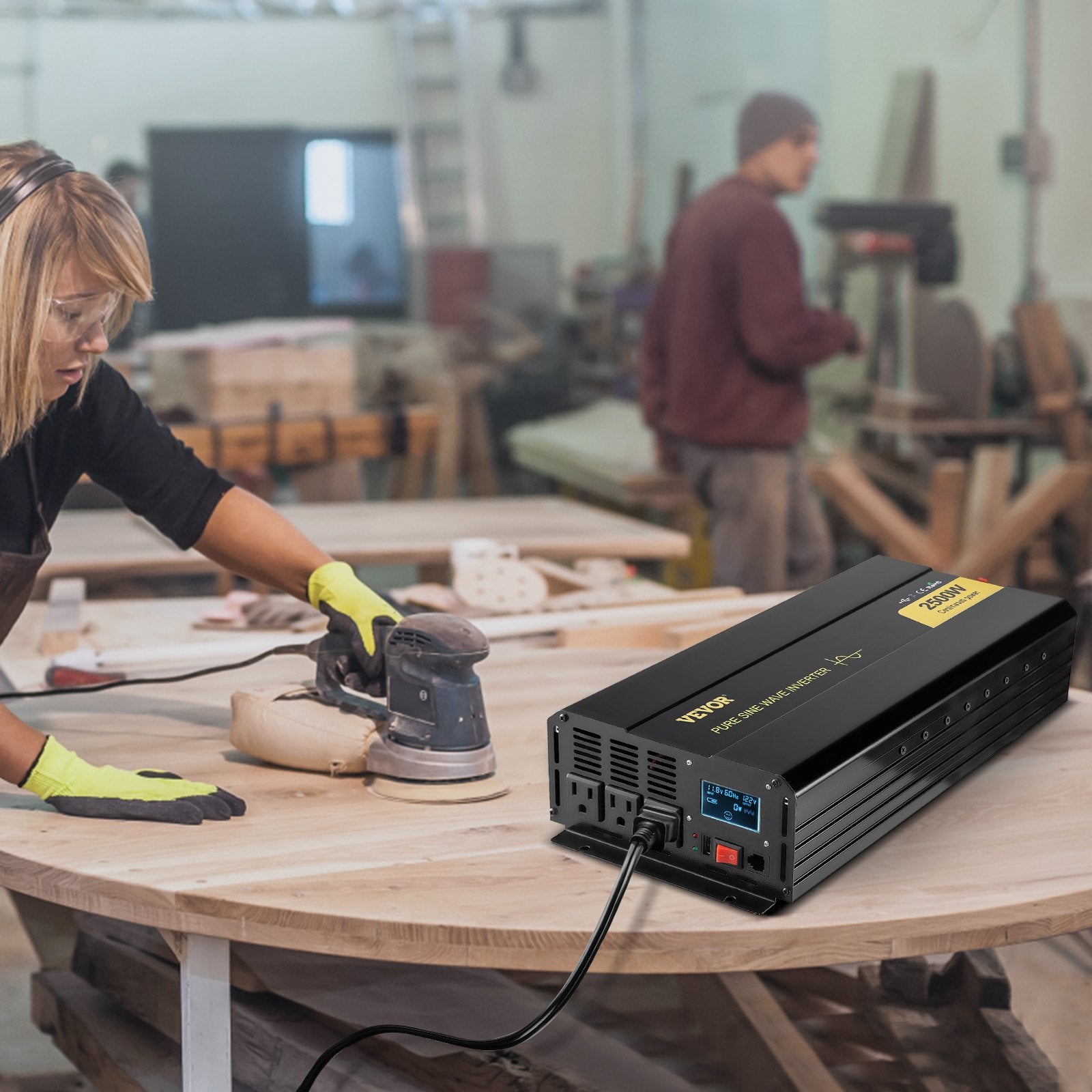 Pure Sine Wave Inverter, 2500 Watt Power Inverter, DC 12V To AC 120V Car Inverter, With USB Port, LCD Display, And Remote Controller Power Converter, For RV Truck Car Solar System Travel Camping