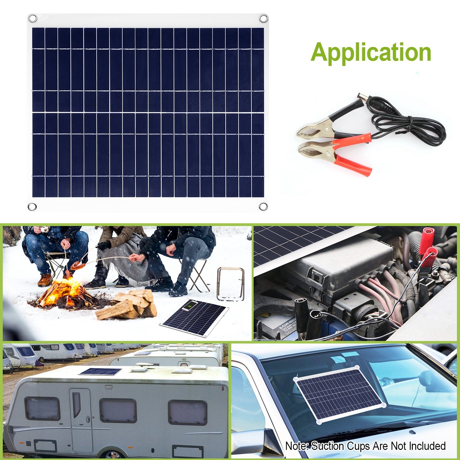 25W 12V Solar Panel Battery Charger - IP68 Waterproof with Dual USB for RV