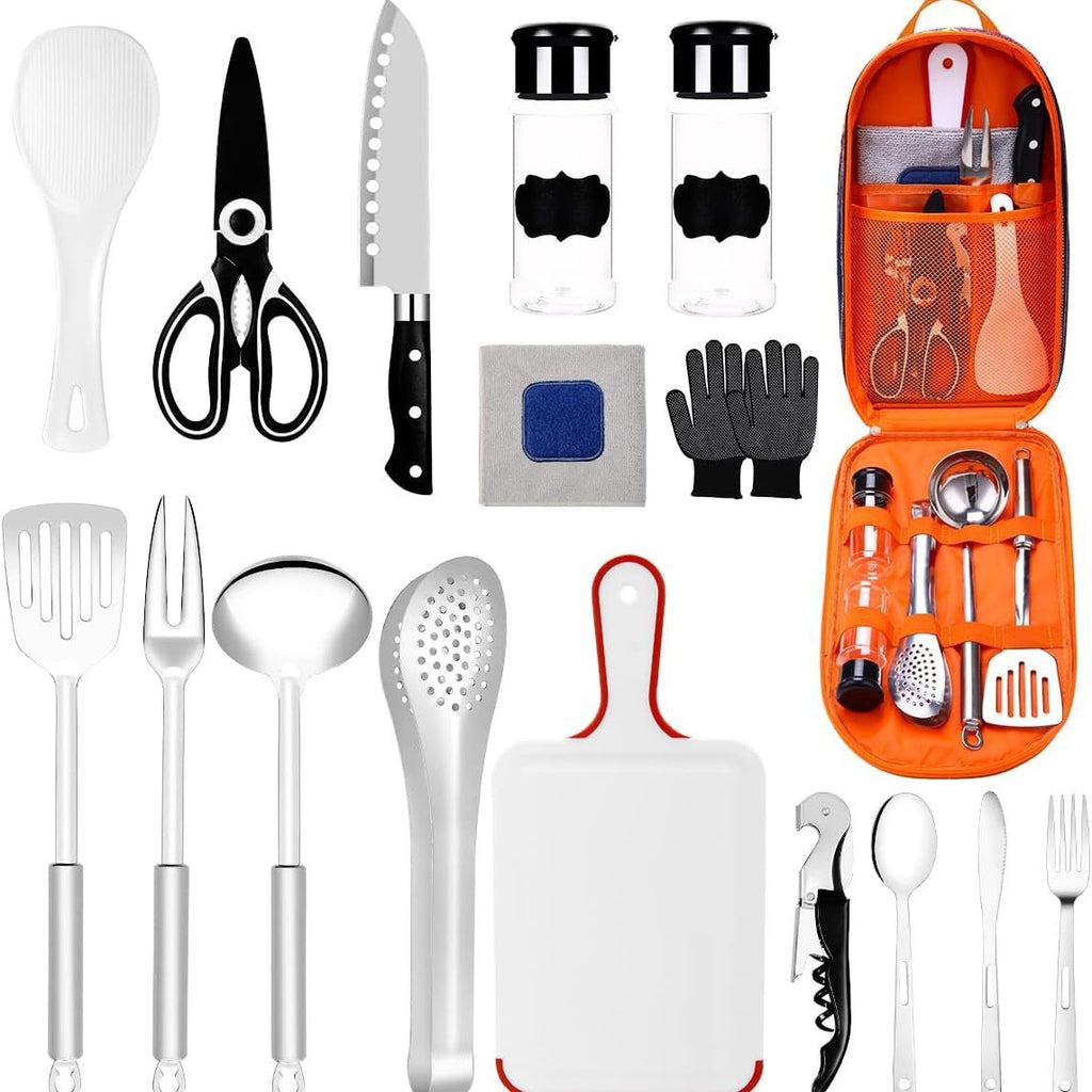 Camping Utensil Set - Portable RV Kitchen Cooking & Dining Silverware