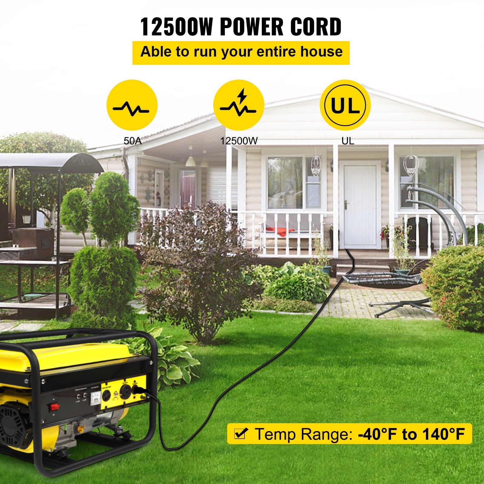 Generator Cord Generator Power Cord N14-50P To Bare Wire Cut Wire Cord Extension Power Cord RV Motor Home Generator Portable