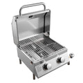 Tabletop Gas Grill, 2-Burner Stainless Steel Portable Propane Grill, With Built-in Thermometer, Travel Locks, Weatherproof Lid, 15,000 BTU Total, For Outdoor Cooking, Patio, Party, Camping, RV