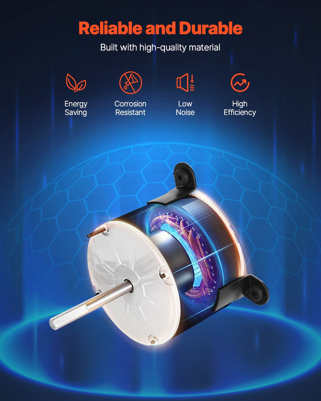 1/5HP RV AC Fan Motor AC115V 2.6A 1650RPM Single Phase With 5uf/370V Capacitor