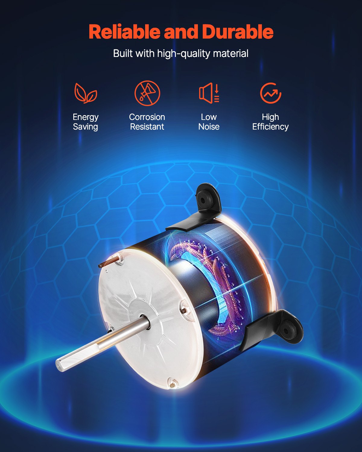 1/5HP RV AC Fan Motor AC115V 2.6A 1650RPM Single Phase With 5uf/370V Capacitor