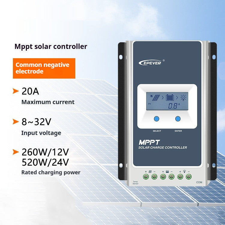 RV Solar Charge Controller - Total Negative Electrode for Off-Grid Power