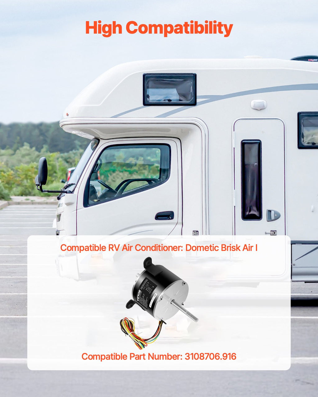 1/5HP RV AC Fan Motor AC115V 2.6A 1650RPM Single Phase With 5uf/370V Capacitor