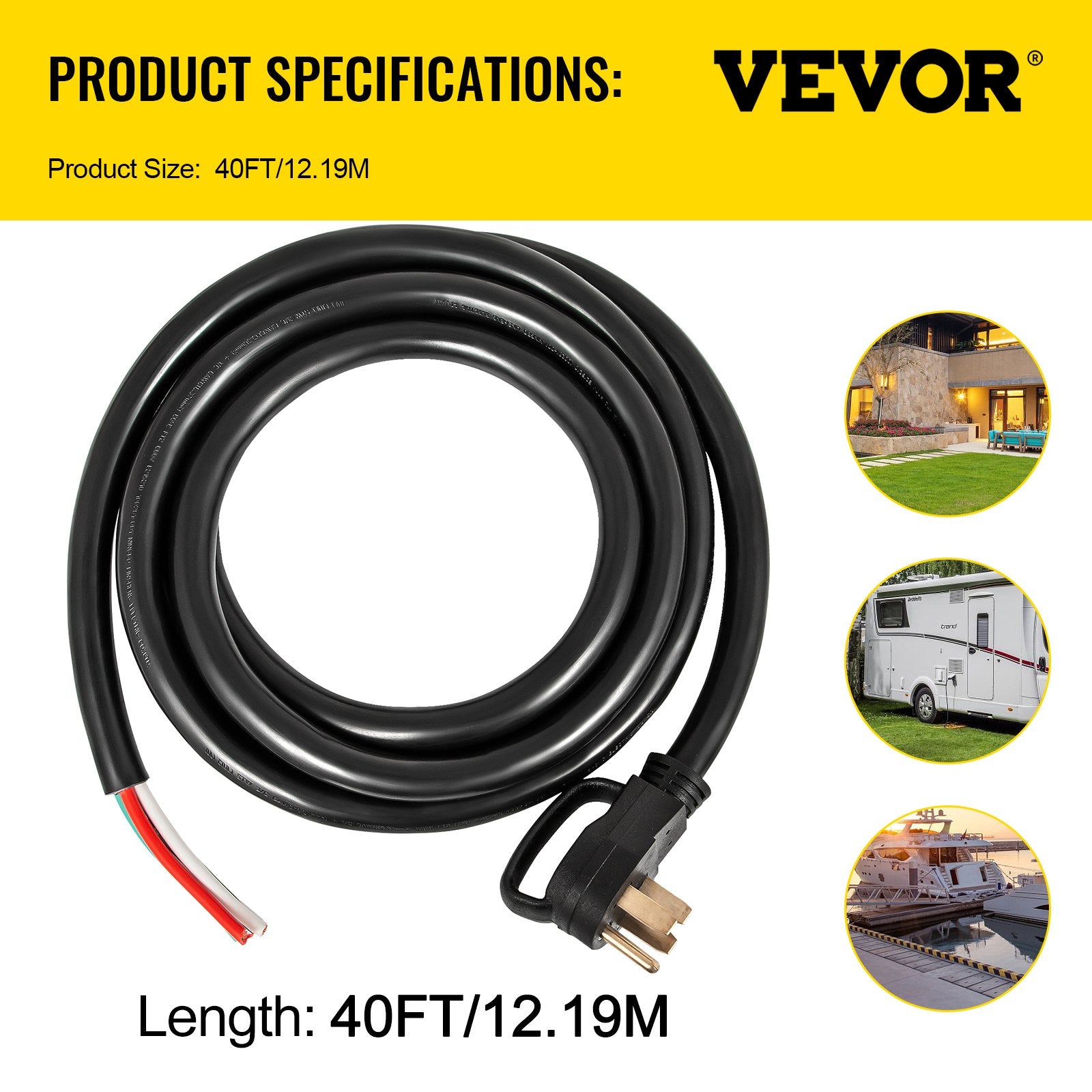 Generator Cord Generator Power Cord N14-50P To Bare Wire Cut Wire Cord Extension Power Cord RV Motor Home Generator Portable