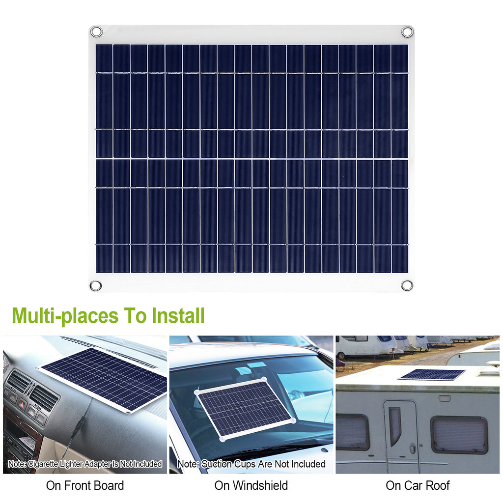 25W 12V Solar Panel Battery Charger - IP68 Waterproof with Dual USB for RV